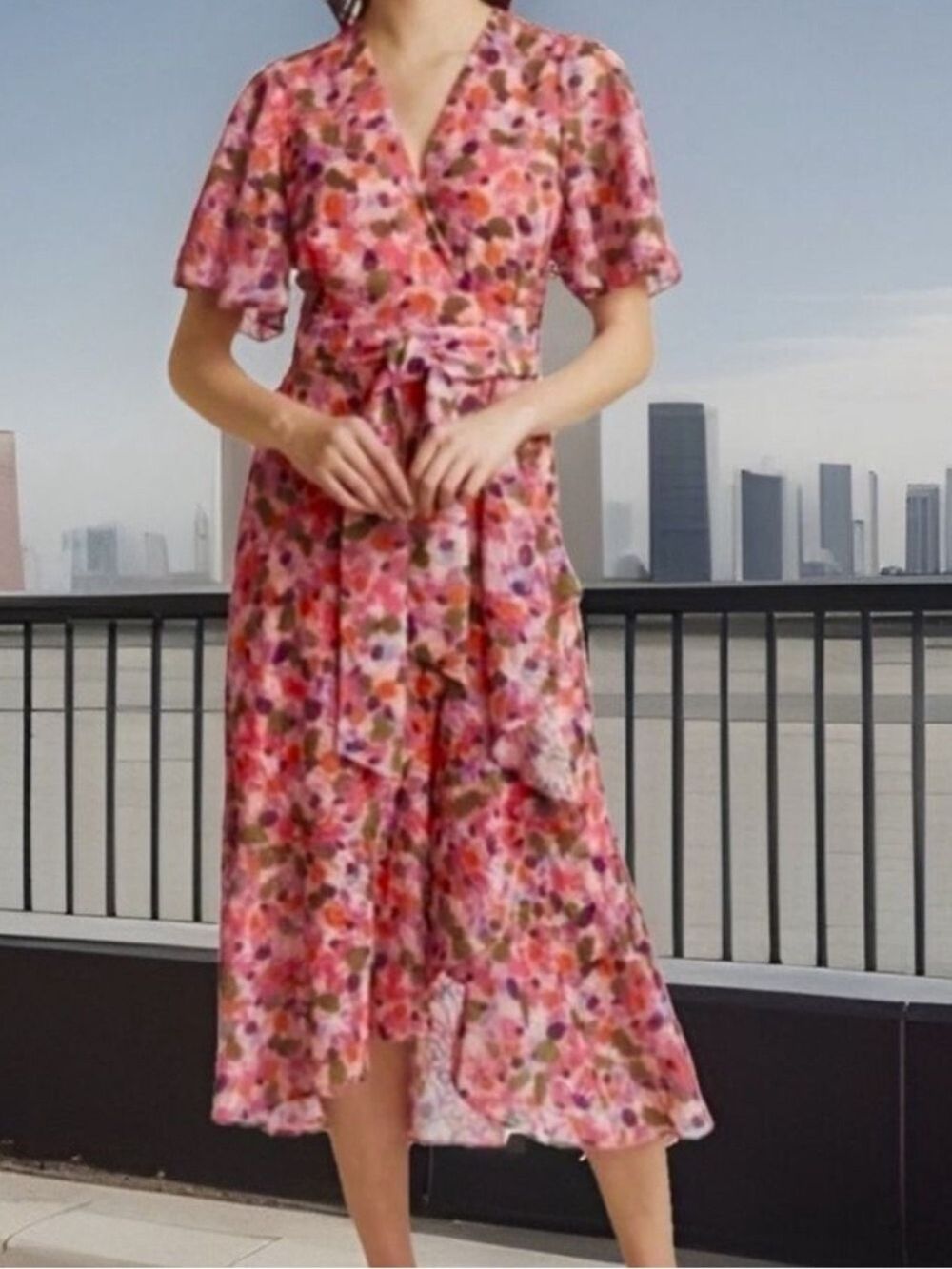 NWT Tanya Taylor Blaire Wrap Maxi Dress Size 0 Hi Low Floral Luxury A-Line $545